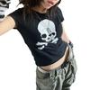 Women Sweater, Short Sleeve Round Neck Skull Print Knitting Party Casual Tops Elastic Shirts