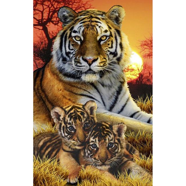 DIY 5D Алмазная картина Тигр Полный круглый Мозаика Алмазная вышивка Горный хрусталь Картина Декор Главная