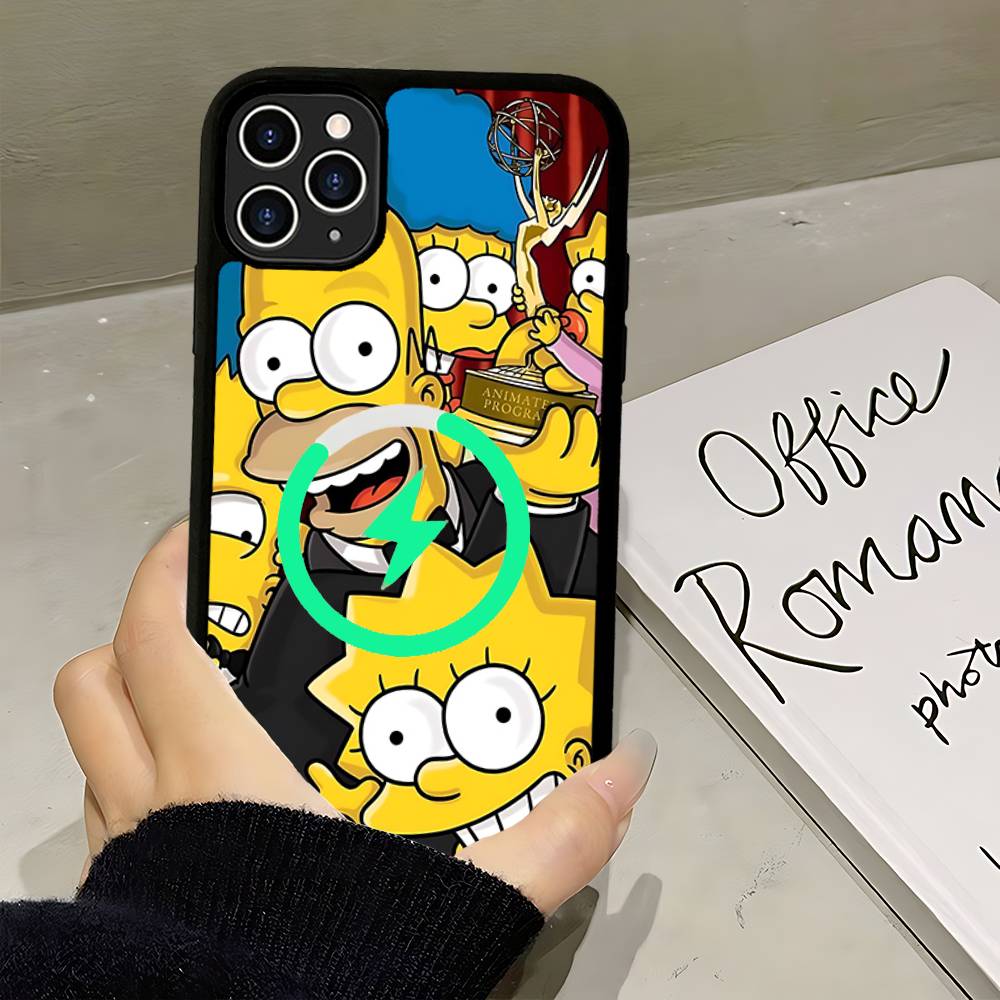 Смешной мультяшный чехол для телефона S-Simpsons Для IPhone 17 Air 16 15 14 13 12 11 Pro Max Plus Для Magsafe Беспроводная зарядка Чехол