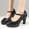 Туфли на платформе и высоком каблуке 2024 года, весна, новые модные черные туфли с пряжкой, женские водонепроницаемые туфли из искусственной кожи, женские размеры 35-41