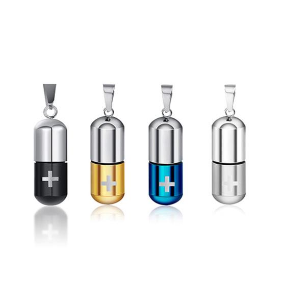 Подвеска для таблеток с крестом и гравировкой, титановая сталь, водонепроницаемый чехол для таблеток, подвеска, подарок