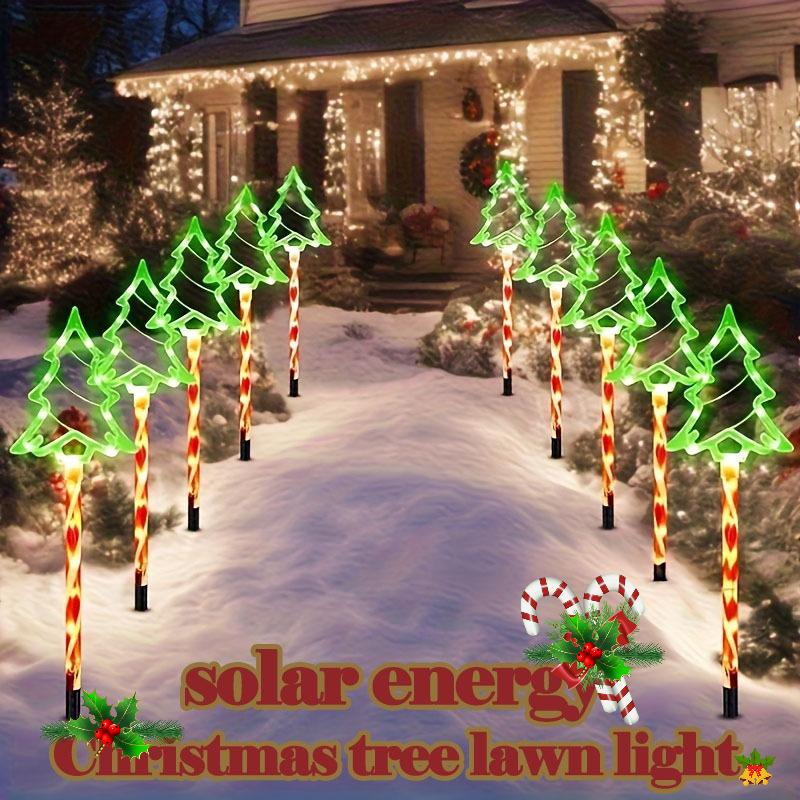 Рождественская елка, газон, напольные светильники, рождественская атмосфера, подключаемый садовый, газонный, дворовый, тротуарный декор, рождественские уличные украшения, подарки