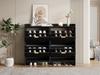 Modern shoe cabinet, with 4 flap compartments, shoe rack, shelves, entrance area or hallway, black, dimensions: W110/H90/D24 cm(OLD SKU:N657P201550B)