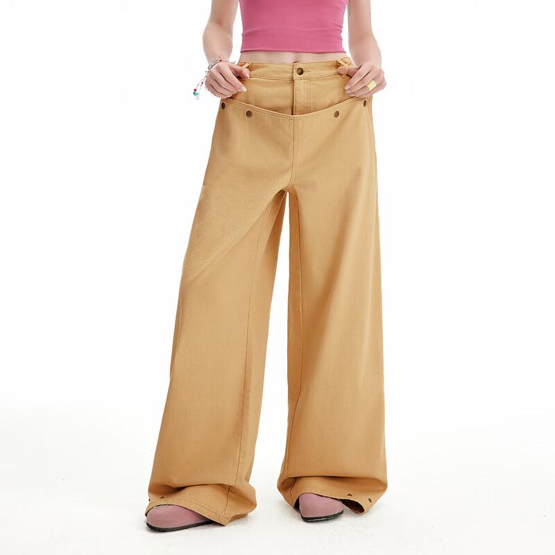 unifree American Style Loose Fit Wide Leg Casual Trousers
