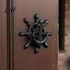 Cast Iron Door Knocker Black Vintage Anchors and Ship's Wheel Front Knocker Heavy Duty Rustic Handle Decoration for Wooden House Home Garden