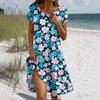 Платье в стиле бохо с коротким рукавом для женщин, повседневное, свободного кроя, летнее, сарафан с цветочным принтом и карманами