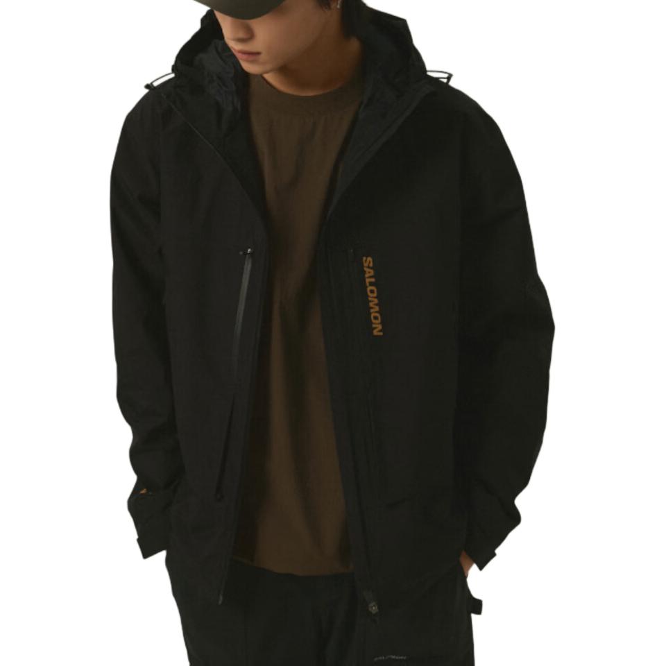SALOMON Peak Gtx Fashion Letter Waterproof Hooded Long Sleeve Jacket Men Jackets Black C30066