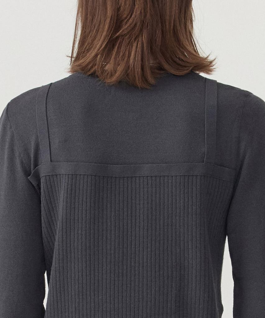 COVERNAT WOMAN Layered Round Neck Knit Charcoal