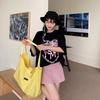 Summer Large Capacity Tote Bag Female Candy Color Canvas Shoulder Bag Travel Handbags Shopping Girls Pouch Tote MIT
