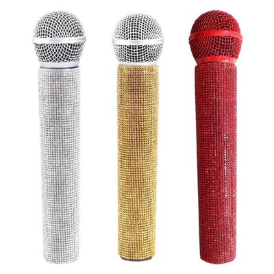 Реалистичная игрушка-микрофон для пения с металлическим покрытием, подходит для живых выступлений и создания контента в социальных сетях
