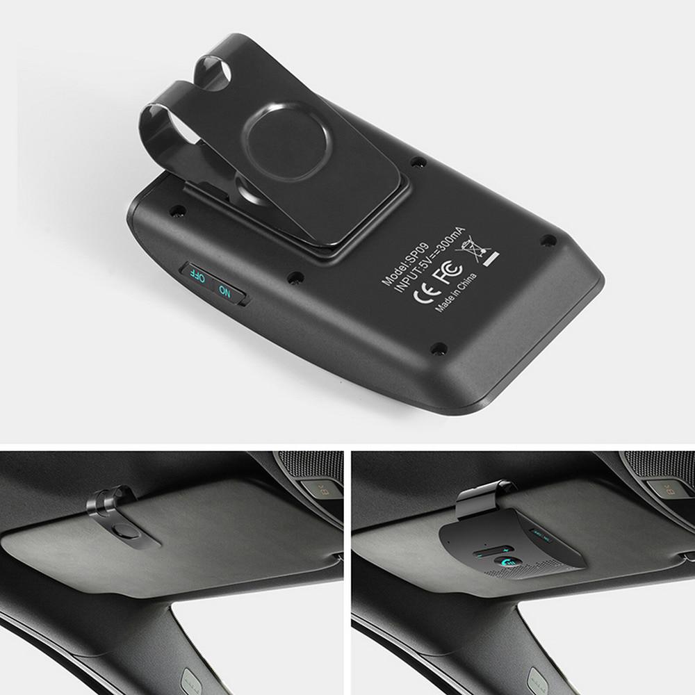 Автомобильный комплект громкой связи Bluetooth 4.2, зажим для солнцезащитного козырька, беспроводной аудиоприемник, громкая связь, музыкальный плеер, двойной микрофон