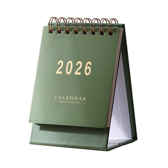 2026 Настольный календарь Минималистичный календарь с 18-месячным планировщиком Металлическая спираль и блок для заметок Английский Ручная работа Настольное украшение для офиса дома школы