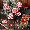 12/24 шт. Веселая деревянная елочная игрушка Красный DIY Рождественский кулон Подвесная конфета-трость Подвесные украшения Новый год