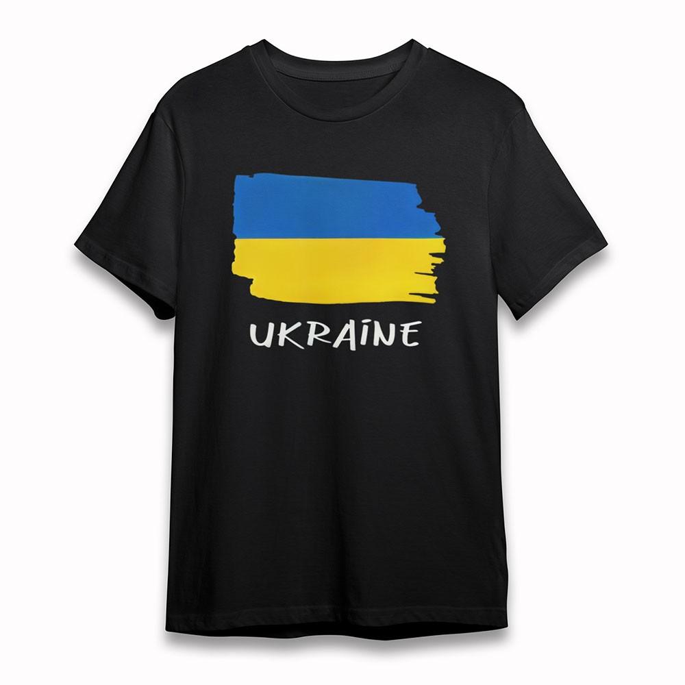 Женская мягкая футболка оверсайз Украина сине-желтая брызги футболка короткий хлопок черный