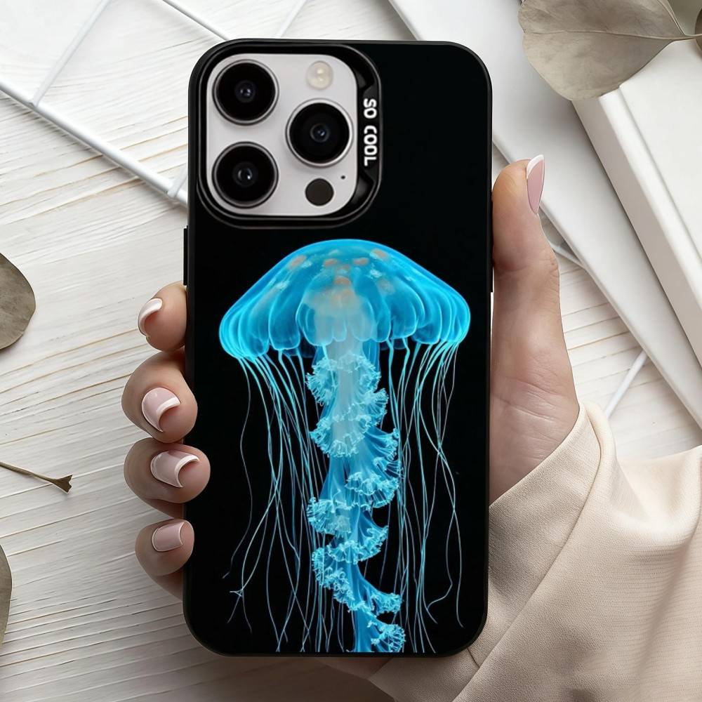 Розовый Медуза Слеза Чехол Для Телефона Для iPhone17,16,15,14,13,12,11 Plus,Pro Max Черный Конфетный Посеребренный Чехол