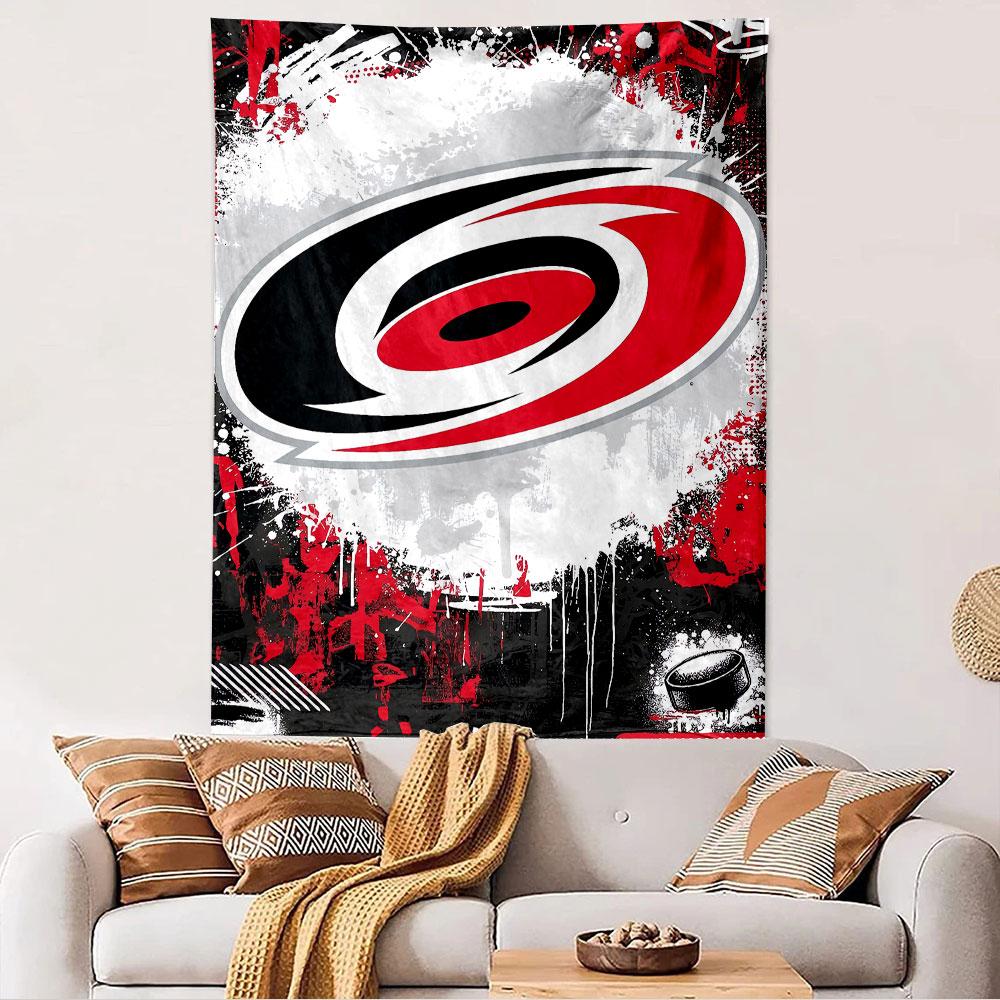 Carolina Hurricanes Tapestry Wall Hanging, NHL Hockey Team Logo Poster, Sports Wall Decor for Bedroom Living Room Dorm