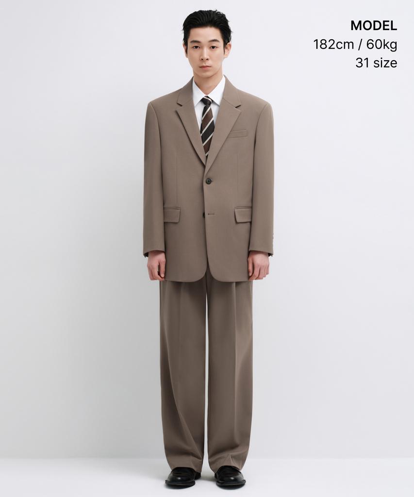 MUSINSA STANDARD Real Wide Hidden Banding Slacks [Dusty Beige]