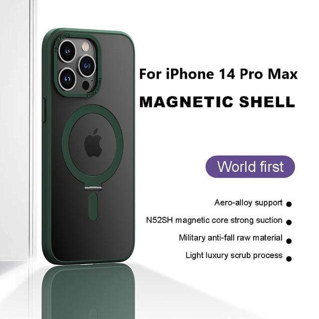 Матовый прозрачный чехол для Iphone 14 Pro Max с кольцевым держателем, магнитный чехол для телефона 11 12 13 14 Pro Max с поддержкой беспроводной зарядки