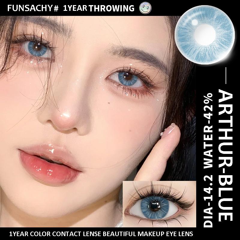 FUNSACHY 1 Pair Blue Contact Lenses for Eyes Natural Colored Contact Blue Eyes Lenses Korean Contacts Lenses Yearly Green Pupil
