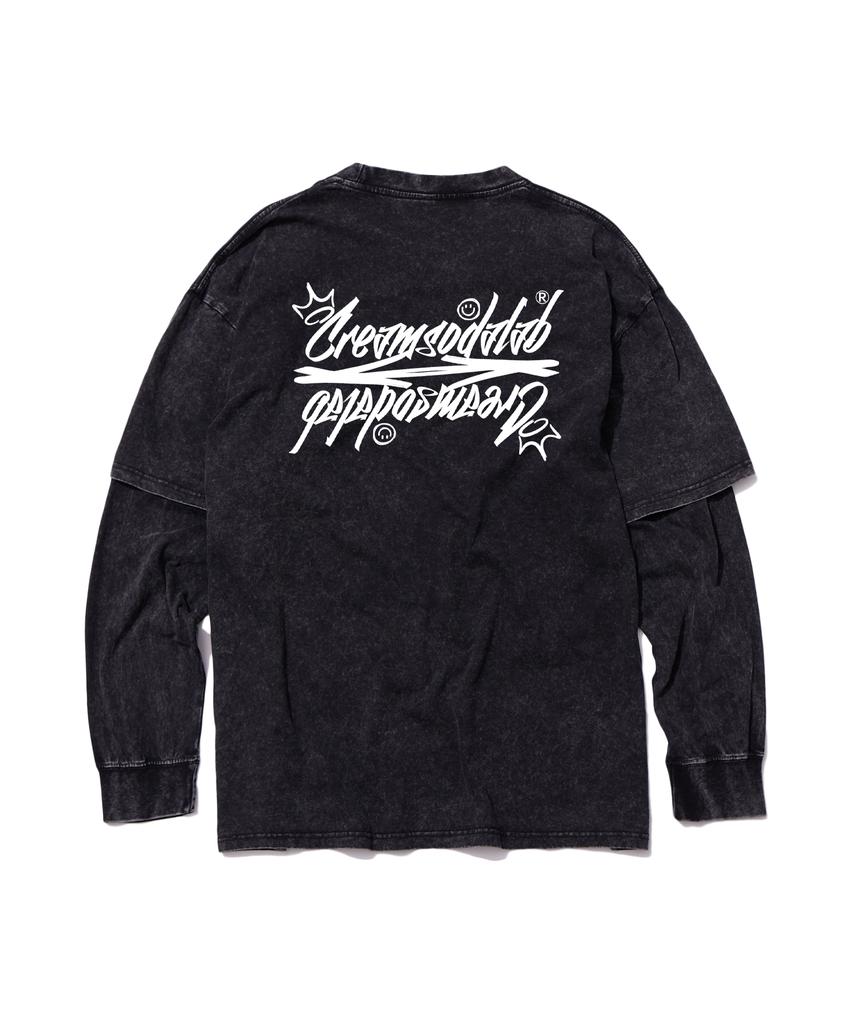 CREAM SODA LAB Crsdel Lettering Pigment Fake Double Layered Long Sleeve