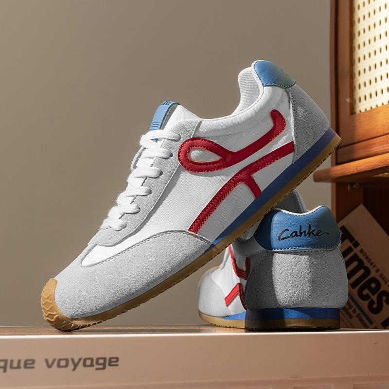 Men's Shoes Can Be Worn In All Seasons, New Trendy Round Head Versatile Breathable Lace-up Thick-soled German Training Casual Color Matching Comf