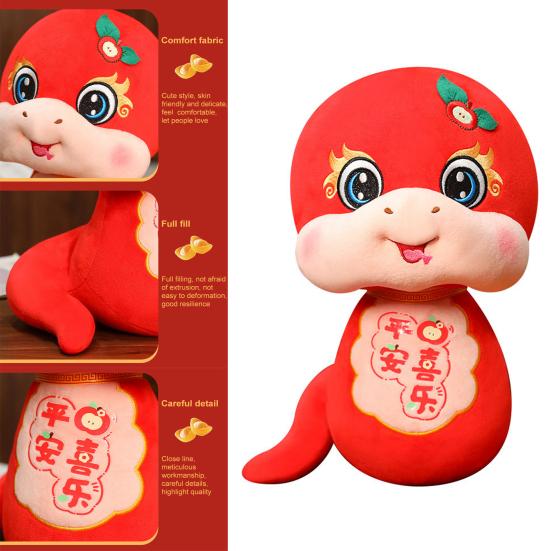 Плюшевая кукла змея в китайском стиле, талисман года змеи, симпатичная мягкая игрушка зодиакальная змея, реалистичная кукла змея для детей
