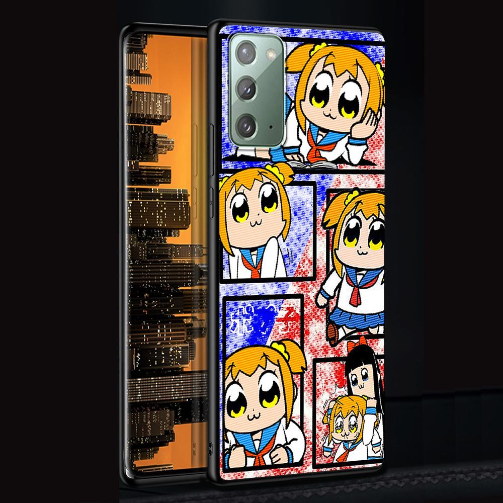 Аниме чехол Pop Team Pipi для Samsung Galaxy Note 20 Ultra 10 Lite 9 8 A53 A52 A12 S22 S21 FE S20 Plus Силиконовый черный чехол для телефона