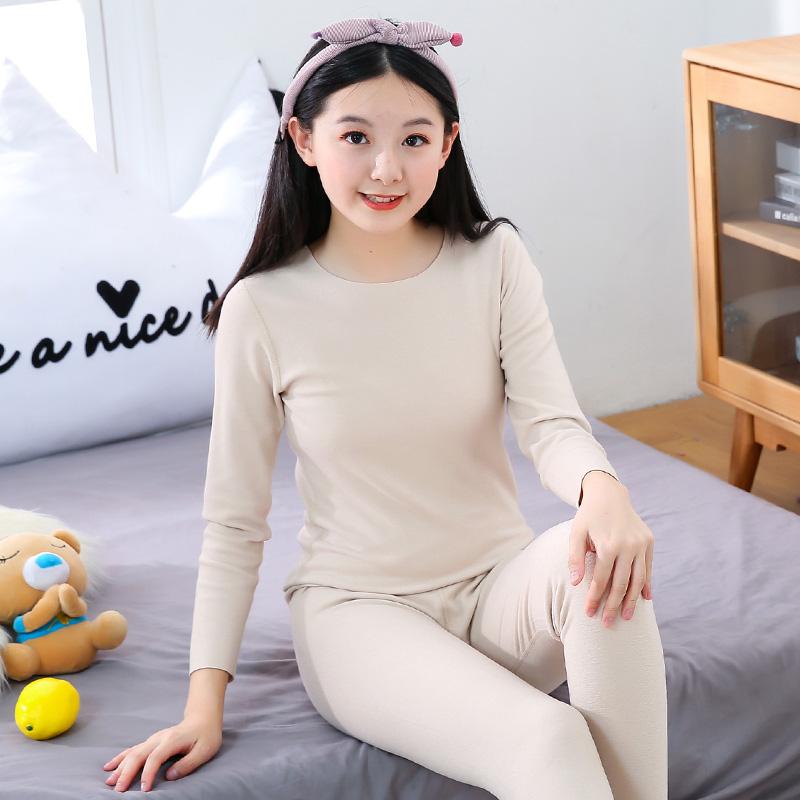 2024 осень зима теплые детские пижамные костюмы для мальчиков и девочек однотонные модные детские комплекты одежды домашняя одежда ночная одежда для сна