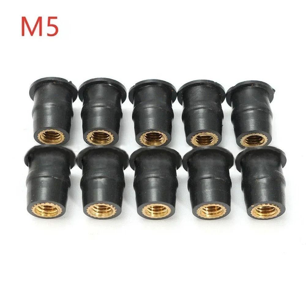 10Pcs Universal Motorcycle Windscreen Nuts Rubber M5 Windshield Bolts Screws Brass Nut Fastener