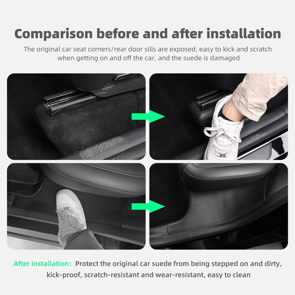 Car Front Seat Track Protection Cover For Tesla Model Y Rear Door Sill Anti Kick Plate Interior Decoration Refit Accessories