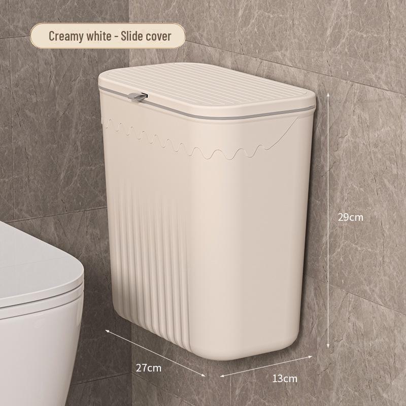 Punch-Free Wall-Mounted Trash Can with Lid - Large Capacity for Kitchen, Bathroom, or Living Room