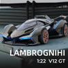 1/22 Lamborghini V12 GT Alloy Miniature Car Model Diecast Metal Scale Car Sound and Light Collection Children Toy Car Vehicles Gift