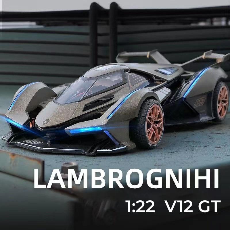 1/22 Lamborghini V12 GT Alloy Miniature Car Model Diecast Metal Scale Car Sound and Light Collection Children Toy Car Vehicles Gift
