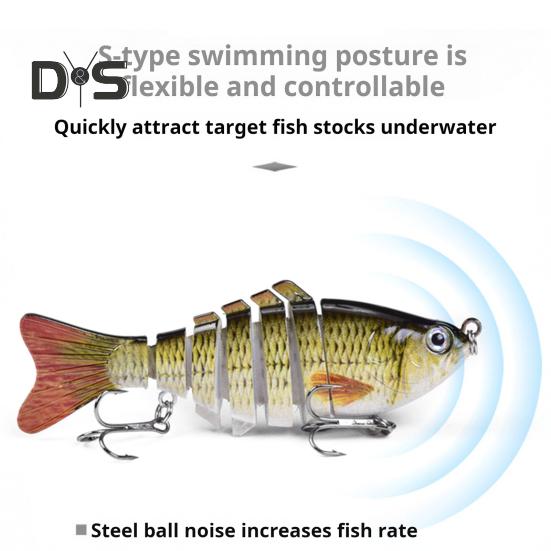 10CM/15.3G многосочлененная рыболовная приманка с крючками, реалистичная 7-секционная пластиковая искусственная приманка для пресноводной и соленой рыбалки