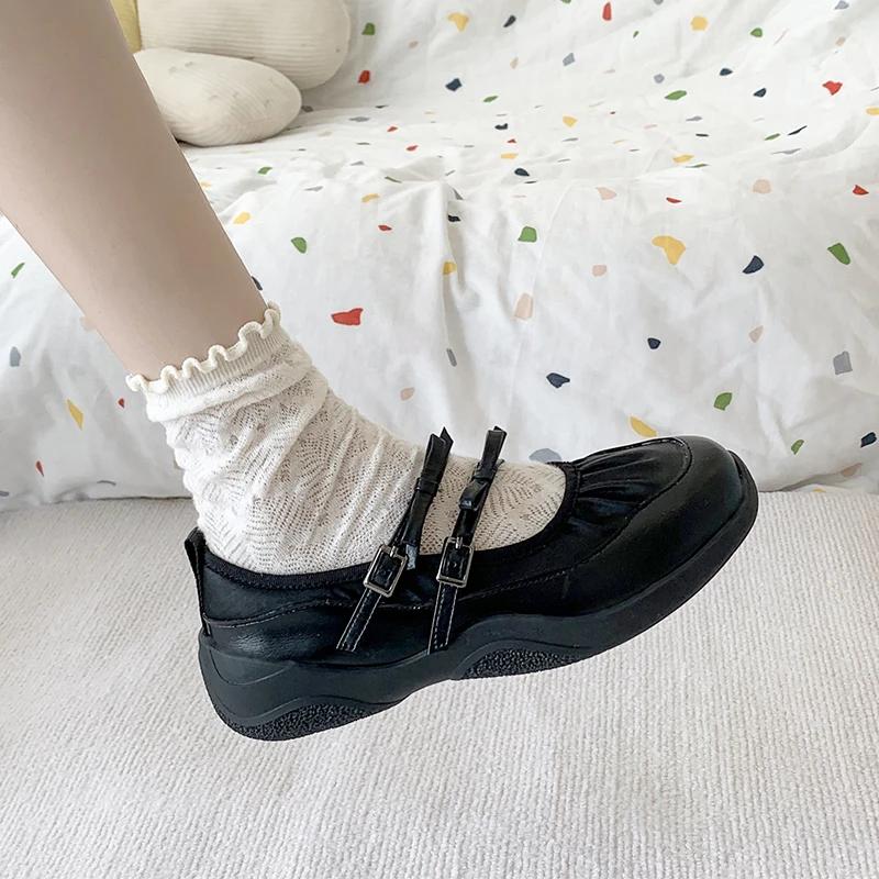 Туфли из кожи серебристого цвета, женские, новинка лета 2024 года, универсальные, на толстой подошве, высокие балетки, туфли Мэри Джейн с закрытым носком