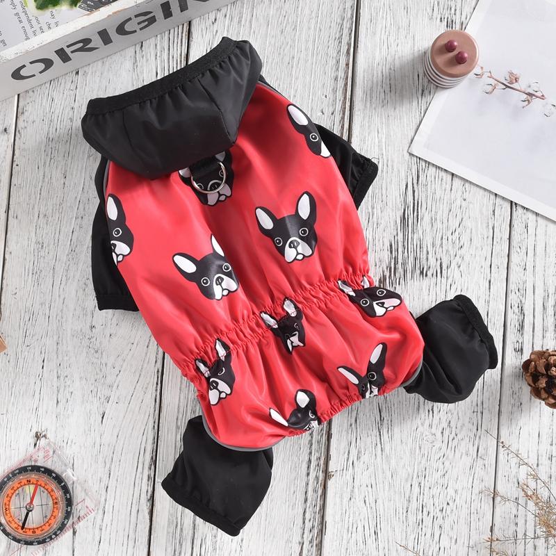 French Bulldog Print Waterproof Overalls For Dog Red Green Small Medium Corgi Chihuahua Raincoat Clothes XS 4XL Pet Rain Jacket