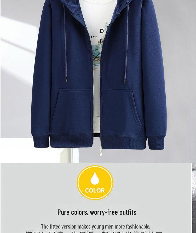 Мужская толстовка с капюшоном на молнии большого размера с флисовой подкладкой - Толстая, свободного кроя для осени и зимы