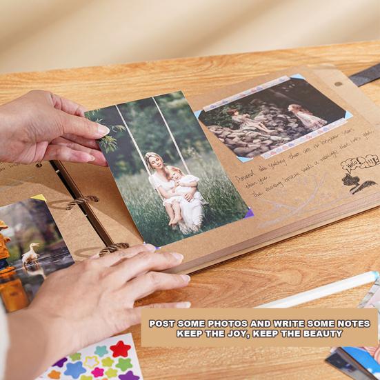 Альбом для вырезок, фотоальбом «сделай сам», твердый переплет, вкладыши, винтажная крафт-бумага на шнуровке, свадебные путешествия, детские, семейные
