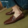 2024 New Arrival Women Low Heel Concise Square Toe Genuine Leather Casual Office Working Basic Retro Shoes Woman Spring Summer