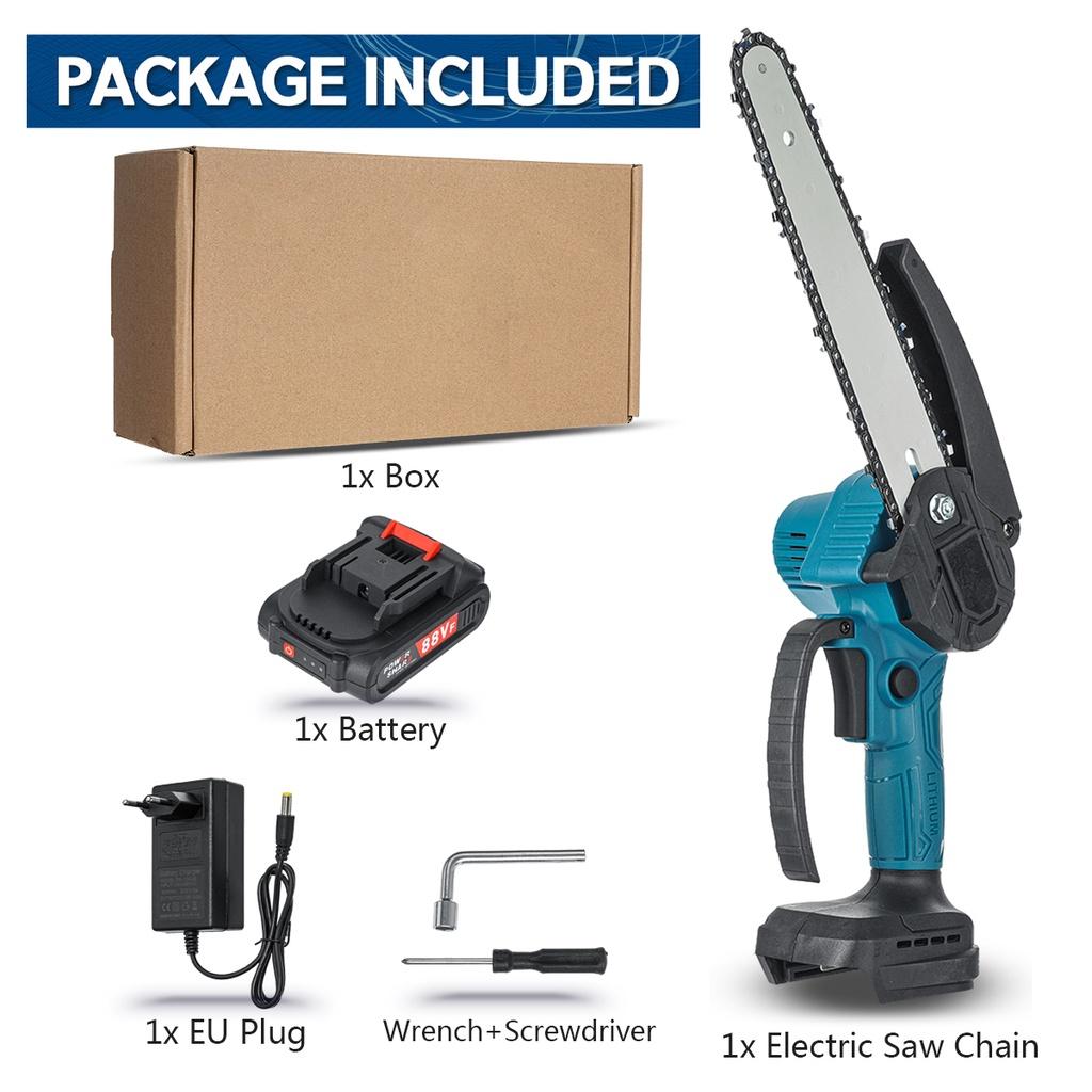 Электрическая цепная пила 3000 Вт, 8 дюймов, мини-пила для обрезки сада, лесозаготовительная пила, деревообрабатывающий инструмент, резак по дереву для батареи 18 В