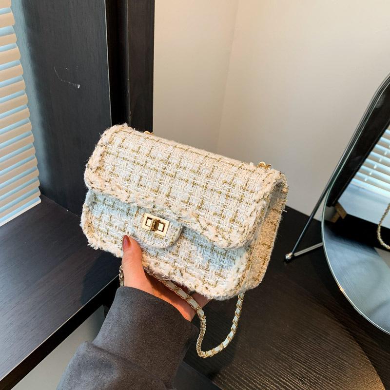 Weaving A Niche Temperament and Fashionable Small Fragrant Style Bag Spring and Summer Fabric Chain New Single Shoulder Crossbody Carrying Bag