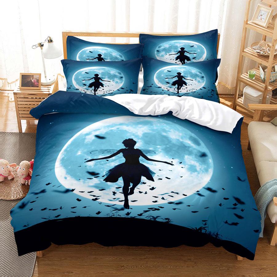 Beautiful Dancer Duvet Cover Set King Queen Full Size 3D Dance Under Moon Elegant Polyester Comforter Cover For Boy Girl Teens