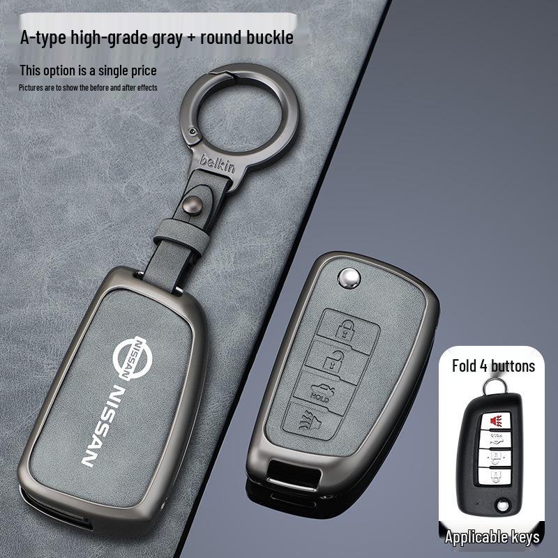 Чехол для ключей Nissan для Sylphy, Qashqai, X-Trail, Tiida, Kicks, Bluebird 2022 – Складная оболочка с пряжкой