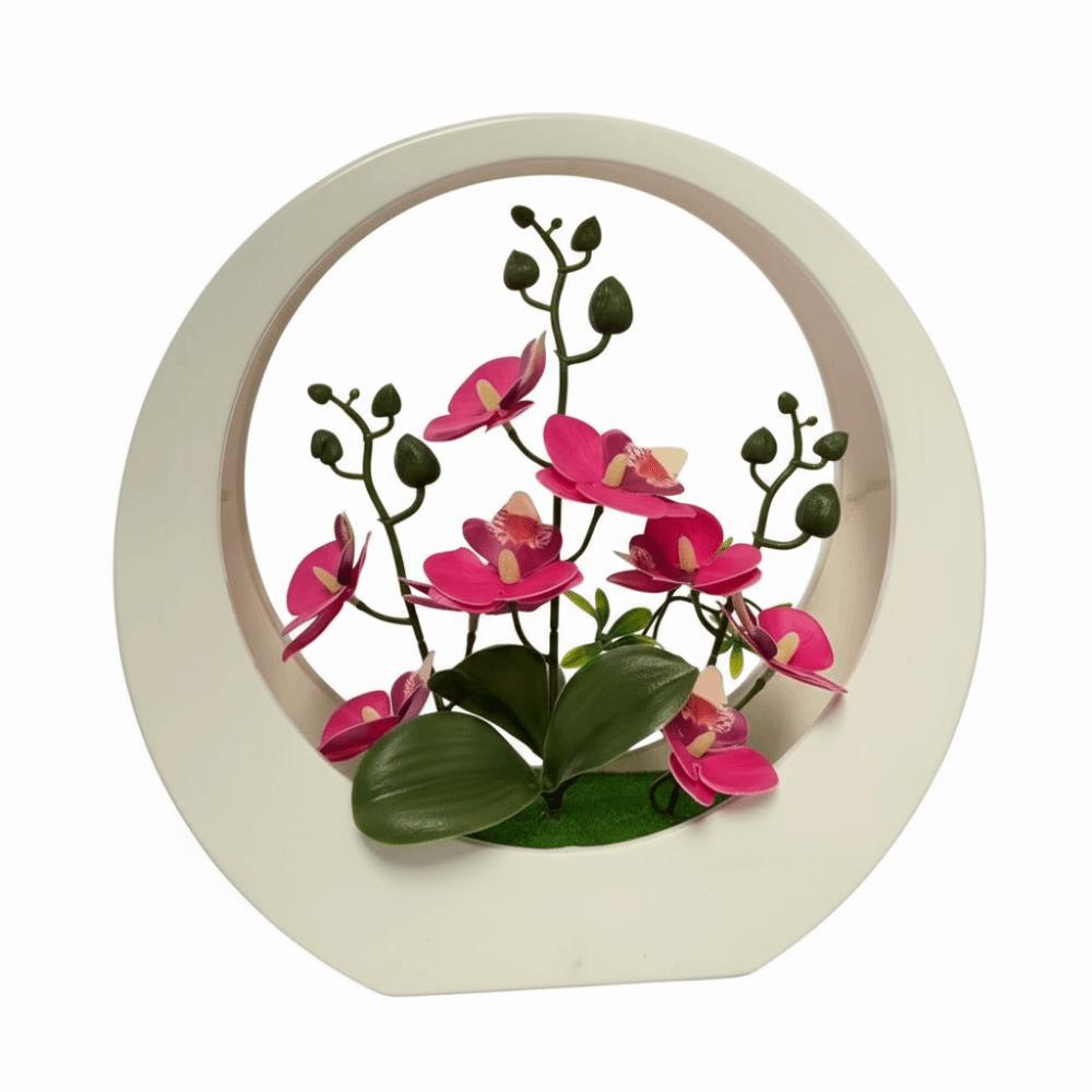 Ornaments Artificial Orchid Pot Plant Decorative Floral Art Moon Shape Imitation Flower Bonsai Home Decor