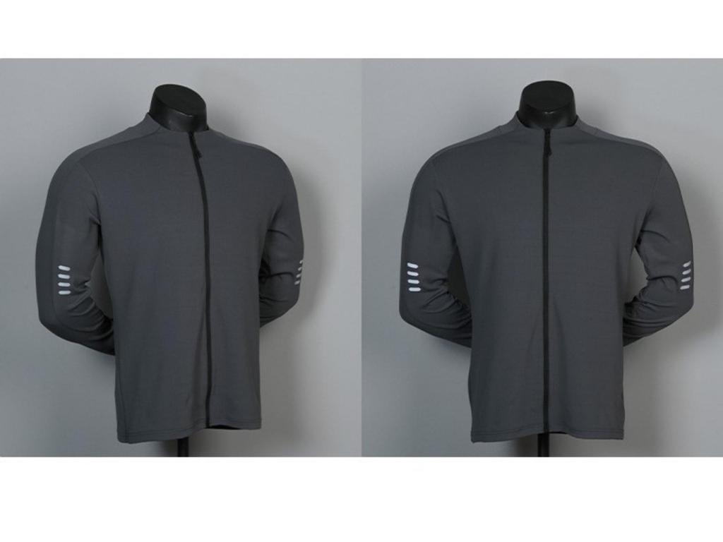 Мужской осенний велотоп с воротником-стойкой: Эластичная, солнцезащитная, с длинным рукавом, рубашка на молнии для фитнеса и бега