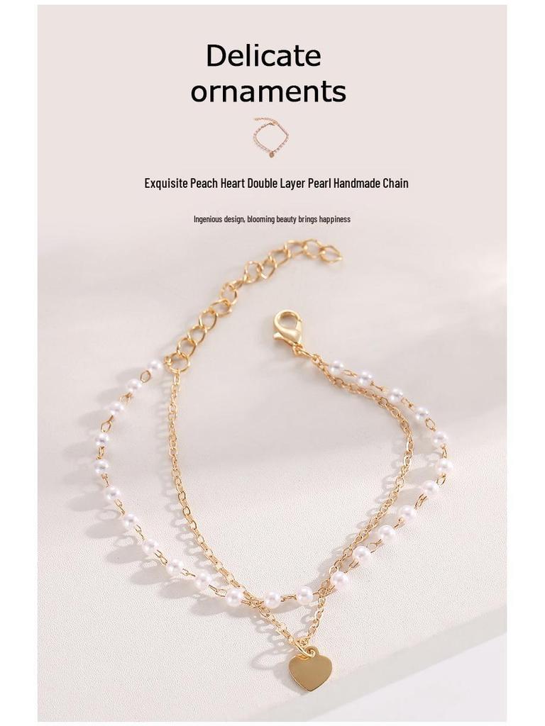 Vintage Double-Layer Heart Pearl Bracelet - Chic & Unique Retro Pearl Jewelry