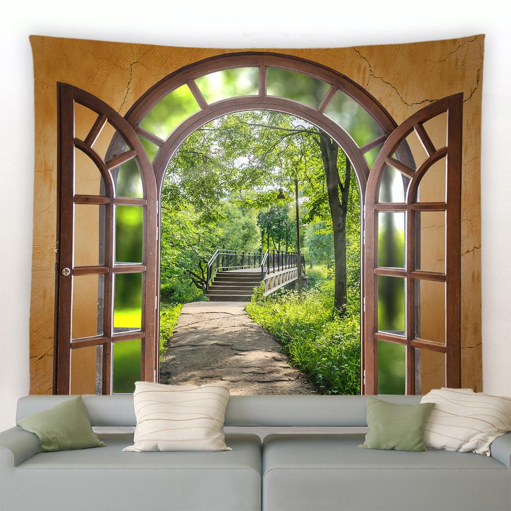 Фэнтези Грибы Цветы Растения Деревья Природный Пейзаж Настенный Гобелен Гостиная Спальня Украшения Тропический Лес Гобелен
