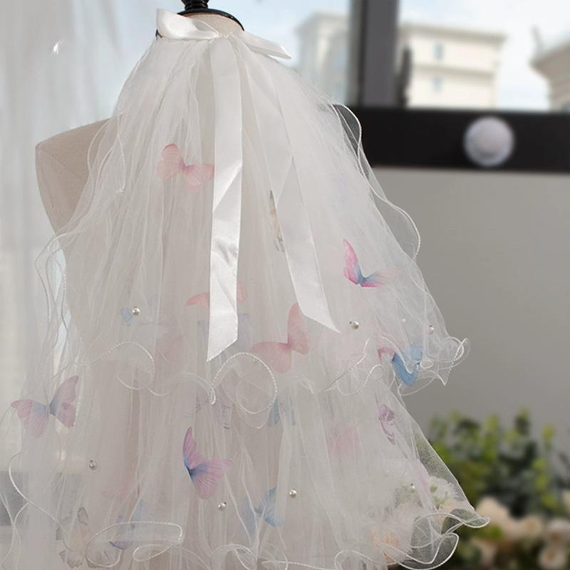 Colorful Butterfly Veil Registration Fluffy Veil Multi Layered Bridal Wedding Headdress Super Fairy Photography Photo Props
