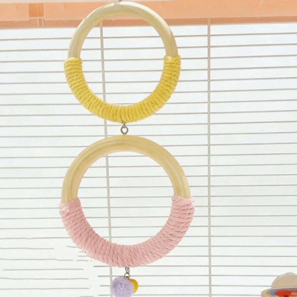 with Bell Bird Swing Toy Wood Hanging Parrot Ring Toy Bird Cage Perch  Climbing Play