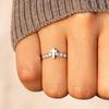 Huitan Dainty Cross Finger Ring with CZ for Women Wedding Bands Accessories Fancy Girls Rings Anniversary Gift Trendy Jewelry